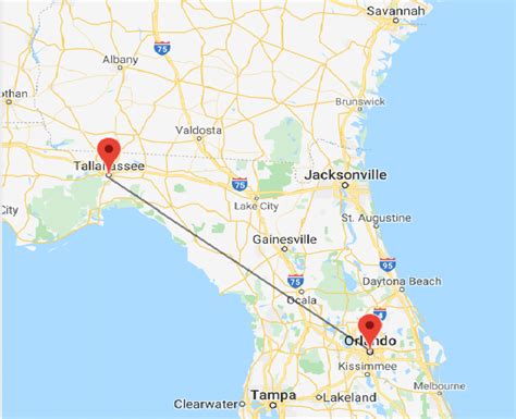 where is tallahassee|how far is orlando from tallahassee.